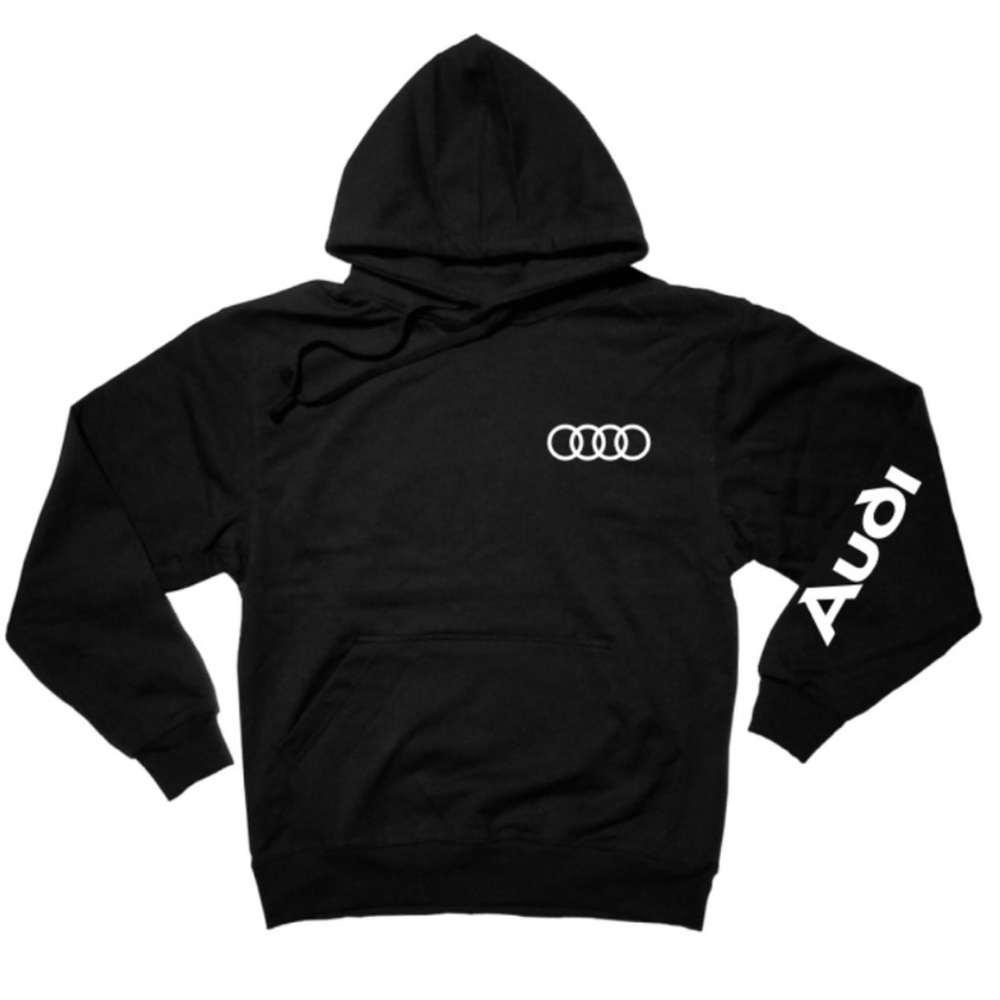 Audi Sleeved Pullover Fleece Hoodie Black sz xl